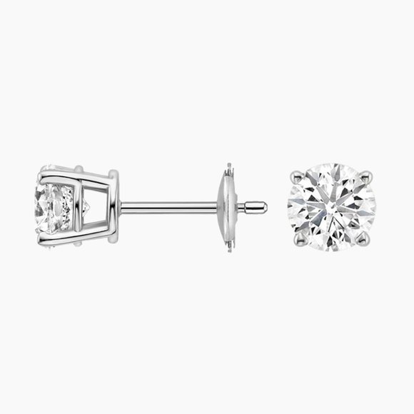 0.50 CTW Round Excellent Cut Four Prong Solitaire Stud Earrings14k Gold - Picture 2 of 3